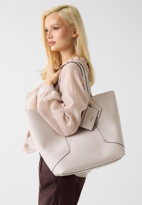 GUESS Grand Sac cabas porté épaule couleur pierre 2 en 1