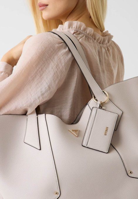 GUESS Grand Sac cabas porté épaule couleur pierre 2 en 1